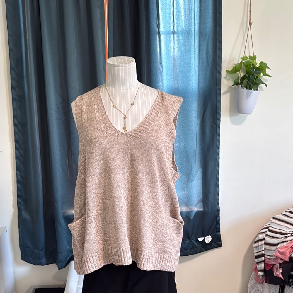 PacSun Tan Knit Sleeveless Sweater Vest